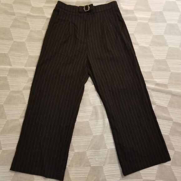 NWT Disturbia Enyo Belt Detail Stripe Wide Leg Trouser - Picture 4 of 10